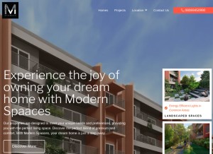 How modernspaces.in looks like on a tablet such as an iPad.