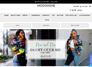 How modishshe.com looks like on a tablet such as an iPad.