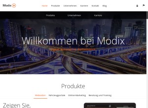 How modix.de looks like on a tablet such as an iPad.
