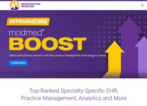 How modmed.com looks like on a tablet such as an iPad.