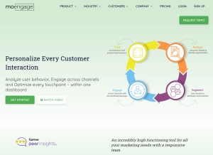 How moengage.com looks like on a tablet such as an iPad.