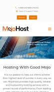 How mojohost.com looks like on a mobile device such as an iPhone.