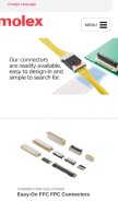 How molex.com looks like on a mobile device such as an iPhone.