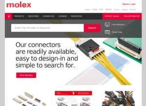 How molex.com looks like on a tablet such as an iPad.
