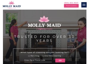 How mollymaid.com looks like on a tablet such as an iPad.