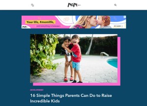 How mom.com looks like on a tablet such as an iPad.