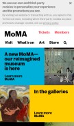 How moma.org looks like on a mobile device such as an iPhone.