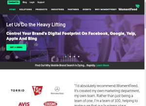 How momentfeed.com looks like on a tablet such as an iPad.