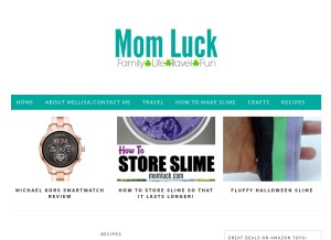How momluck.com looks like on a tablet such as an iPad.