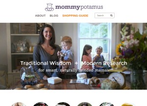 How mommypotamus.com looks like on a tablet such as an iPad.