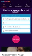 How momondo.cz looks like on a mobile device such as an iPhone.