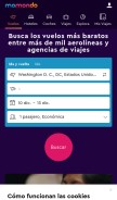 How momondo.es looks like on a mobile device such as an iPhone.