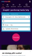 How momondo.pl looks like on a mobile device such as an iPhone.