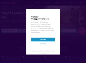 How momondo.pl looks like on a tablet such as an iPad.