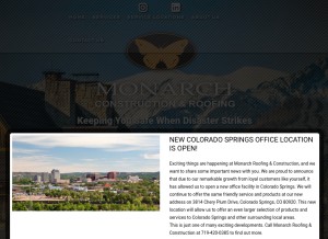 How monarchroofing.com looks like on a tablet such as an iPad.