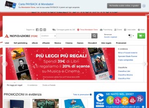 How mondadoristore.it looks like on a tablet such as an iPad.