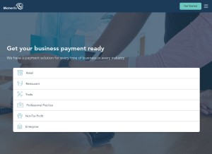 How moneris.com looks like on a tablet such as an iPad.