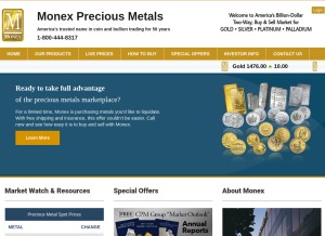 How monex.com looks like on a tablet such as an iPad.