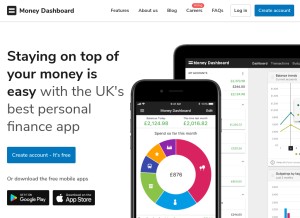 How moneydashboard.com looks like on a tablet such as an iPad.