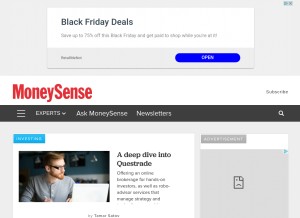 How moneysense.ca looks like on a tablet such as an iPad.