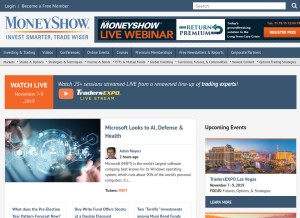 How moneyshow.com looks like on a tablet such as an iPad.
