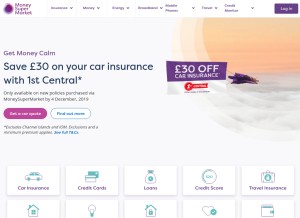 How moneysupermarket.com looks like on a tablet such as an iPad.