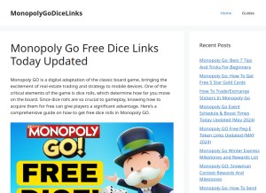 How monopolygodicelinks.com looks like on a tablet such as an iPad.