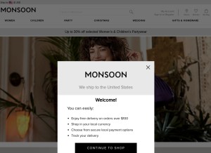How monsoonlondon.com looks like on a tablet such as an iPad.