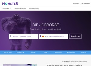 How monster.de looks like on a tablet such as an iPad.