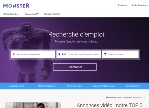 How monster.fr looks like on a tablet such as an iPad.