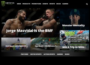How monsterenergy.com looks like on a tablet such as an iPad.