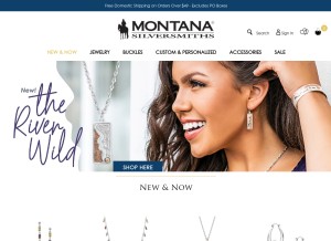 How montanasilversmiths.com looks like on a tablet such as an iPad.