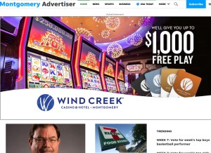 How montgomeryadvertiser.com looks like on a tablet such as an iPad.