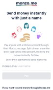 How monzo.me looks like on a mobile device such as an iPhone.