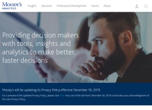 How moodysanalytics.com looks like on a tablet such as an iPad.