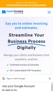 How mooninvoice.com looks like on a mobile device such as an iPhone.
