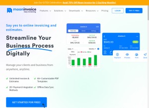 How mooninvoice.com looks like on a tablet such as an iPad.