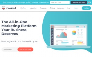 How moosend.com looks like on a tablet such as an iPad.