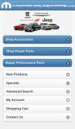 How moparonlineparts.com looks like on a mobile device such as an iPhone.