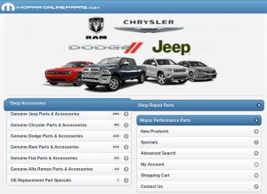 How moparonlineparts.com looks like on a tablet such as an iPad.
