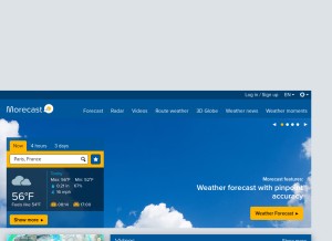 How morecast.com looks like on a tablet such as an iPad.