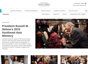 How mormonnewsroom.org looks like on a tablet such as an iPad.