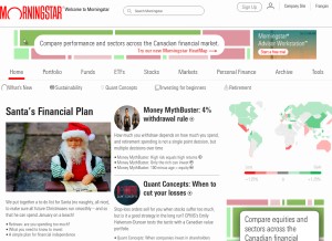 How morningstar.ca looks like on a tablet such as an iPad.