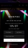 How morphe.com looks like on a mobile device such as an iPhone.
