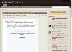 How morrissey-solo.com looks like on a tablet such as an iPad.