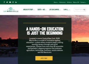 How morrisville.edu looks like on a tablet such as an iPad.