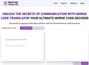 How morsecodetranslator.net looks like on a tablet such as an iPad.