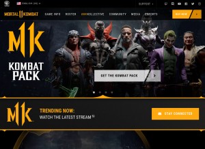 How mortalkombat.com looks like on a tablet such as an iPad.