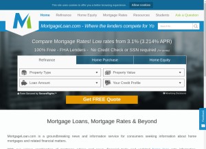 How mortgageloan.com looks like on a tablet such as an iPad.