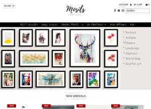 How mosils.com looks like on a tablet such as an iPad.